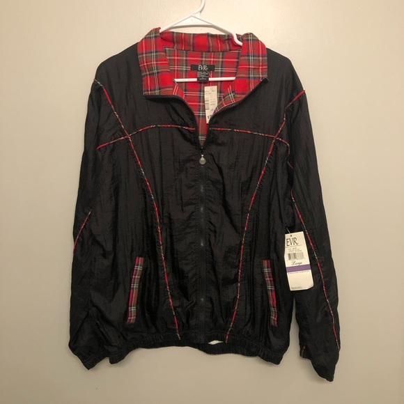 evr Other - EVR windbreaker black with plaid accent vtg NWT